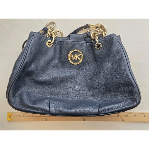 Michael Kors Womens Bag  Tote Shoulder Fulton Blue Pebbled Leather - Picture 9 of 9